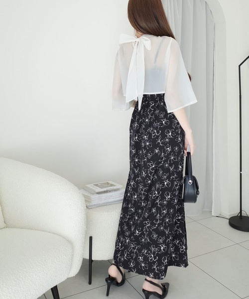 【mily bilet】透け感コーデ でつくる、映えガーリー。前後2WAY花柄シアーボレロセットアップキャミワンピース mi1139082