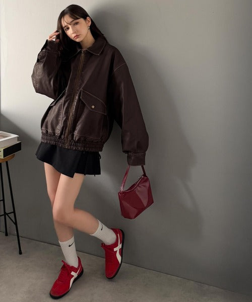 【Classical Origin】「Sランクアイテム。」ヴィンテージレザー中綿入りブルゾン／Vintage Leather Padded Blouson co1320001