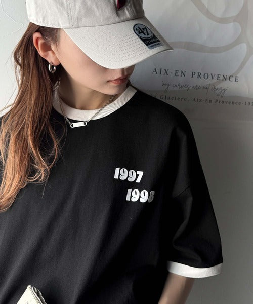 ゆるっとカジュアルに。半袖リンガーフロッキーテニスTシャツ ce1020214