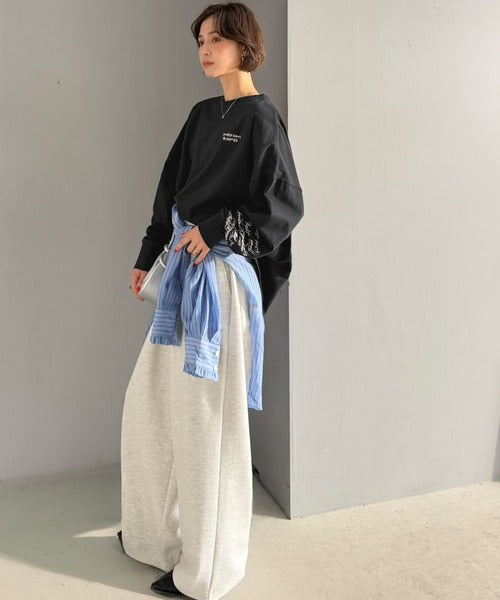 《JaVaジャバコラボ》袖を通せば、あなたも輝く。コットン100％刺繍胸元切り替えドルマンロンTEE（長袖） jv1260620
