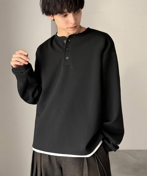 《JaVaコラボ》ラフに着るほど、サマになる。ダンボール素材ヘンリーネックTシャツ（長袖） jo1010077