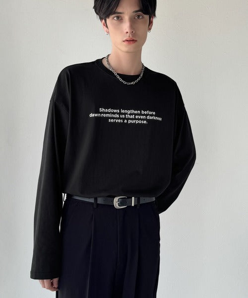 【classical origin】「シンプルが、いい」。綿100％シルケット風シンプル英字ロゴTシャツ（長袖）/ 100％ cotton simple English letters printed logo t-shirt ao1330056
