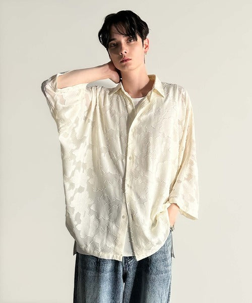 Sheer Jacquard Dolman Sleeve Shirt／フラワー柄シアージャカードドルマンシャツ co1150008