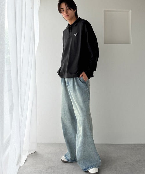 【Classical Origin】「上質な日常。」胸刺繍入り鹿の子ポロシャツ（長袖）／Embroidery Basic Polo Shirt co1150052