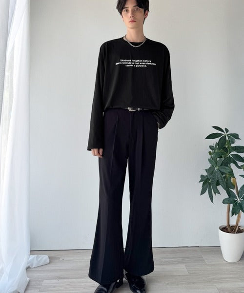 【classical origin】「シンプルが、いい」。綿100％シルケット風シンプル英字ロゴTシャツ（長袖）/ 100％ cotton simple English letters printed logo t-shirt ao1330056
