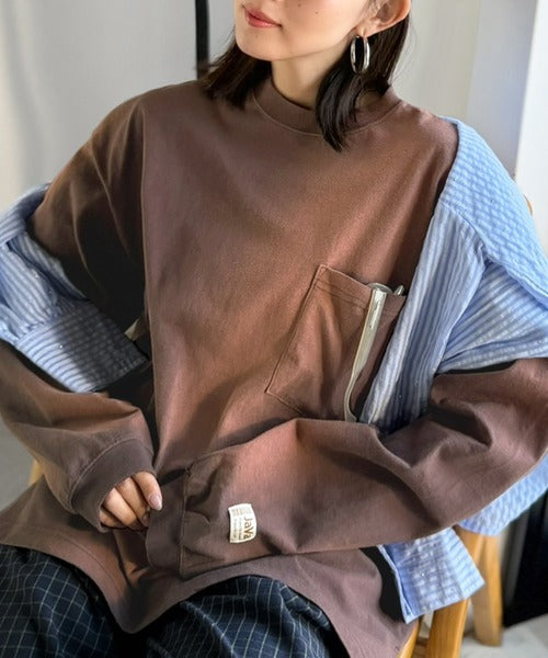 《JaVaジャバコラボ》垢抜け！大人のストリートstyleを作る。綿100％スプレーダイ加工オーバーサイズTシャツ（長袖） jv1020358