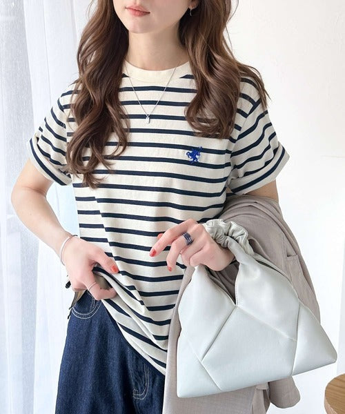《Javaジャバコラボ》【sustaina+】大人の上級シンプル。滑らか綿100％ワンポイント刺繍Tシャツ jv1260113