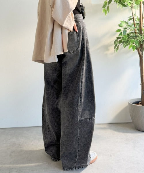 自然なカーブで美脚見え。抜け感たっぷりカーブラインデニムパンツ（ワイド） ce0900016