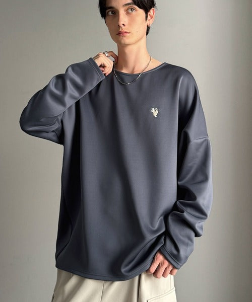 【Classical Origin】「洗練モードな一枚」。Double-Knit Fabric Thumb Hole Dolman T-Shirt／ダンボール素材サムホール付きドルマンTシャツ（長袖） co1010031