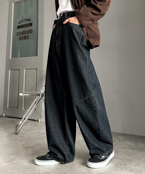 【Classical Origin】「シルエットで語る。」ブラスト加工カーブシルエットバレルレッグデニムパンツ／Blasted Curve Silhouette Barrel-Leg Denim Pants co0900007