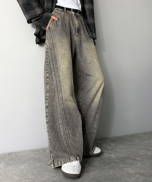 【Classical Origin】「二度見される。」サイドダブルカーブラインデニムパンツ／Side Double Curve Line Denim Pants co0900002