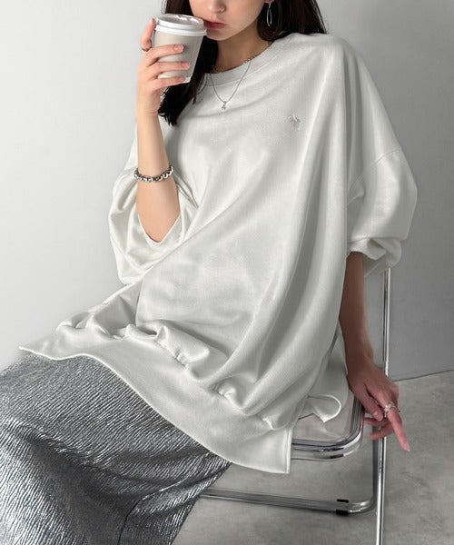 【Classical Origin】「やっぱりビッグシルエット！」スウェードポンチ素材ビックシルエットトレーナー（長袖）/Suede material big silhouette sweatshirt co1010030