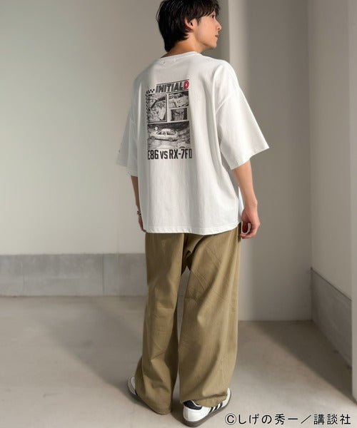 《頭文字D × JaVaコラボ》藤原拓海 vs 高橋兄弟 秋名バトルシーン グラフィック 半袖Tシャツ 【接触冷感・UVカット機能付き素材】 jo1150092