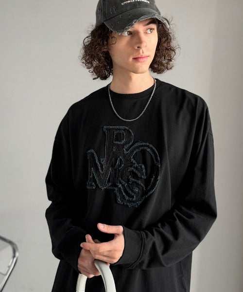 【Classical Origin】「一軍確定。」フリンジパッチワーク使いリラックスTシャツ／Fringe and Patchwork Relaxed T-Shirt co1320004
