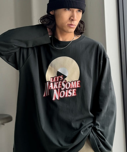 《JaVaジャバコラボ》「前後抜かりなし。」綿100%レコード盤レトロツアーロゴTシャツ（長袖） jo1150065