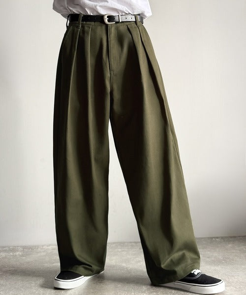 【Classical Origin】「オールシーズン大活躍。」 綿100％インツータック仕様ワイドバルーンパンツ／Inverted Two-Tuck Wide Balloon Pants co0780006
