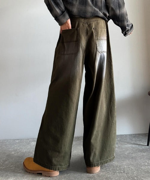 【Classical Origin】「無骨さを纏う。」綿100％ダック素材ダブルニーデザインパンツ／Duck Fabric Double Knee Detail Pants co1150058