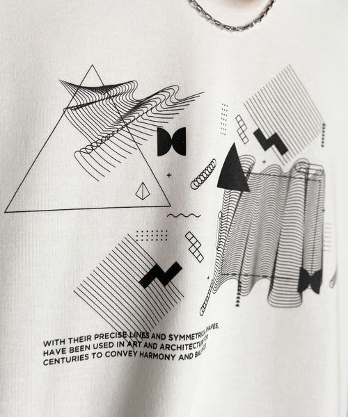 【Classical Origin】幾何学柄ポンチ素材レイヤードTシャツ(長袖)／Geometric Pattern Ponte Layered T-Shirt co1150050