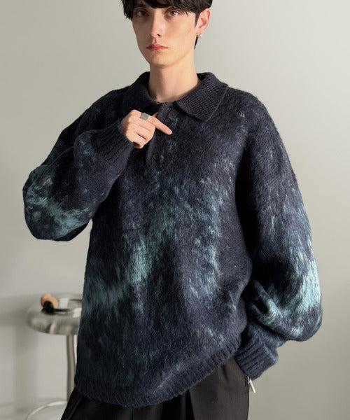 【Classical Origin】「まるで毛布。」モヘアライクシャギー素材ニットポロシャツ／Mohair-Like Shaggy Knit Polo Shirt co0780004