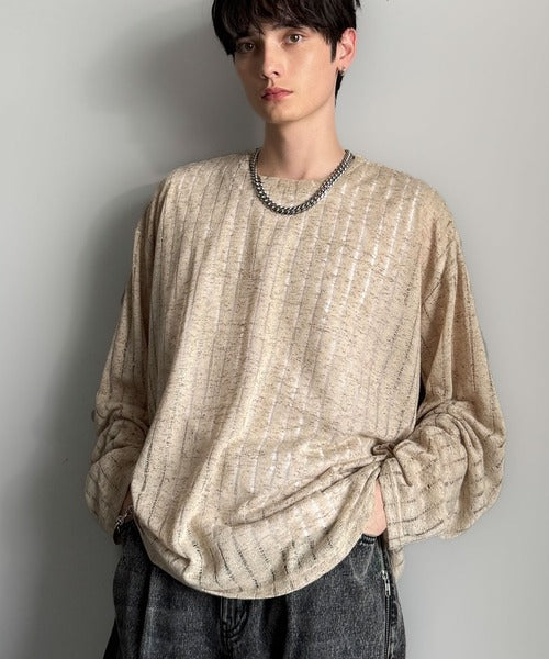 【Classical Origin】「シンプルに魅せる。」グランジモードリラックスシアープルオーバー（長袖）/Grunge Mode Relaxed Pullover co1010027