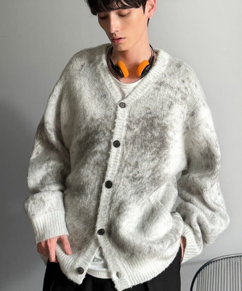【Classical Origin】「まるで毛布。」モヘアライクシャギー素材Vネックカーディガン／Mohair-Like Shaggy Knit V-Neck Cardigan co0780003