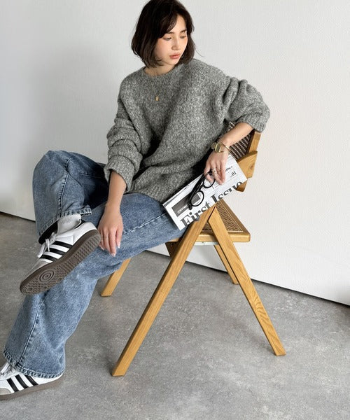 《JaVaジャバコラボ》秋冬の鉄板。日常にふわふわな彩りを。クルーネックミックスカラー糸ニット（長袖） jv1020308
