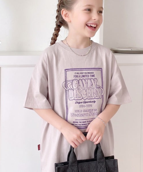 【キッズ】《JaVaジャバコラボ》親子お揃い リンクコーデできちゃう！前後2way 綿100％ロゴプリントTシャツ(半袖) jk1050136