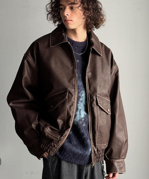 【Classical Origin】「Sランクアイテム。」ヴィンテージレザー中綿入りブルゾン／Vintage Leather Padded Blouson co1320001