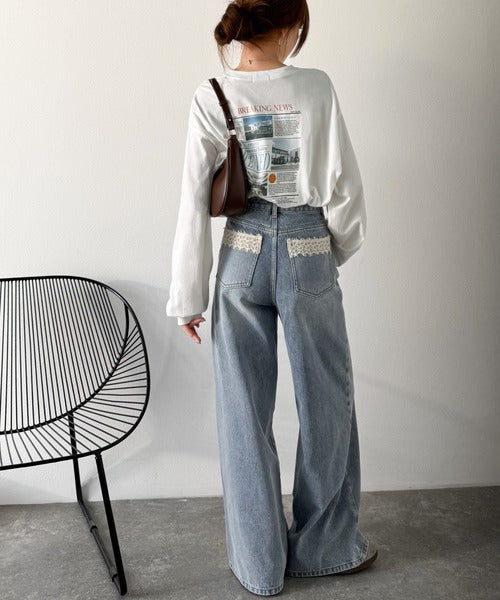 纏うだけで、洒落感アップデート◎綿100％ニュースペーパーロゴプリントオーバーサイズTシャツ ce1330046