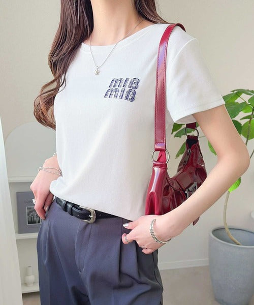 【mily bilet】スタイルよく、着心地いい。絶対使えるシンプルT♪ワッペンコンパクトTシャツ（半袖） mi1329084