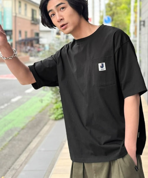 《JaVaジャバコラボ》【接触冷感・抗菌防臭機能付き】試して納得！胸ポケット付き ライトヘビーウェイト オーバーサイズTシャツ（半袖） jo1320020