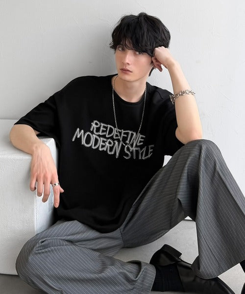 刺繍もシルエットもまるで3Dな主役級アイテム！立体刺繍ドレープダンボールTシャツ／3D Embroidered Draped Double-Knit T-Shirt co1010048