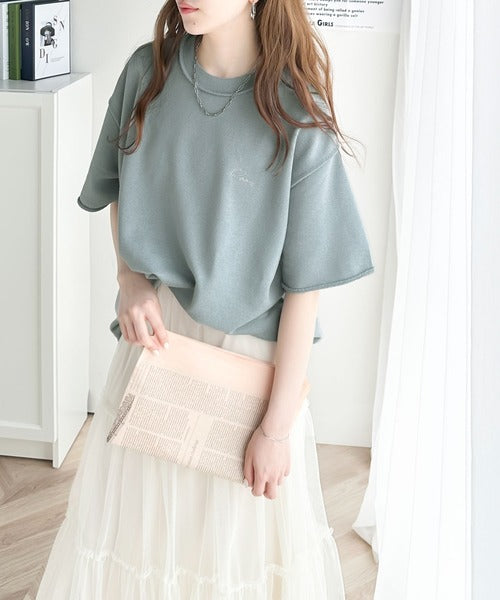 袖口くるりん。ワンポイント刺繍ハーフスリーブ裏毛Tシャツ ce1260259