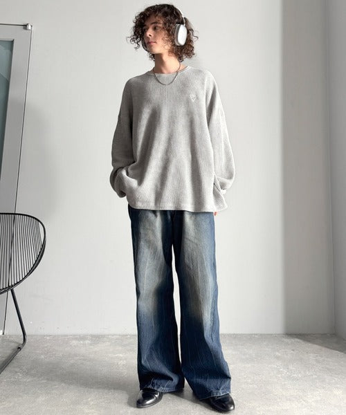 【Classical Origin】「ヘビーウェイト一択。」綿100％ワッフルクルーネックビッグTシャツ／Cotton 100% Waffle Crew Neck Big T-Shirt co0780014