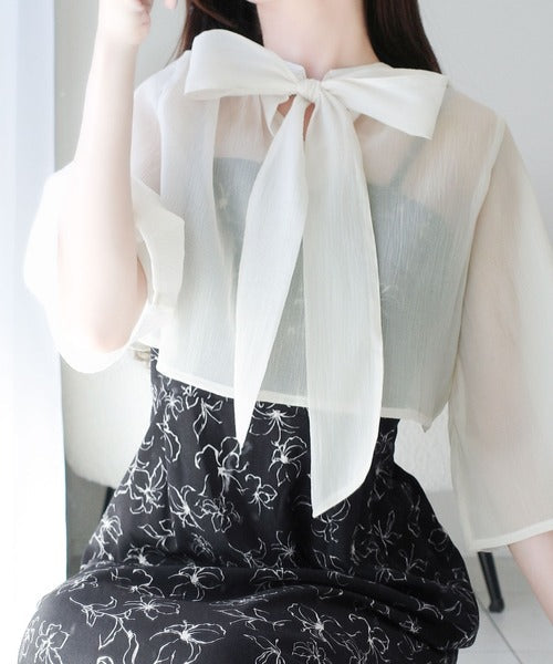 【mily bilet】透け感コーデ でつくる、映えガーリー。前後2WAY花柄シアーボレロセットアップキャミワンピース mi1139082