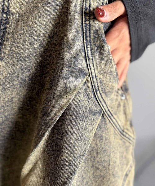 【Classical Origin】3D Tucked＆Darted Barrel-Leg Wide Denim／3Dタック＆ダーツデザインバレルレッグワイドデニム co1150057