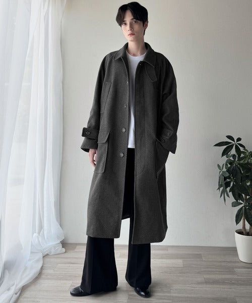 【Classical Origin】「上品さ、極まる」。ロング丈比翼2way衿ステンカラーコート／Long-length concealed 2way bal collar coat ao1265006