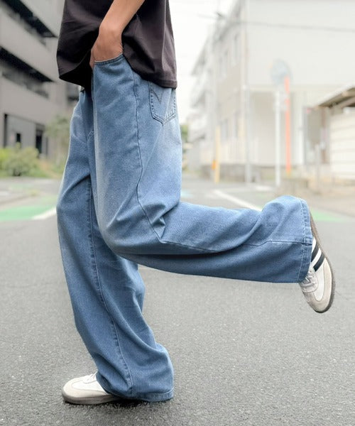 《JaVaジャバコラボ》【接触冷感・速乾機能付き】清涼素材で夏でもデニムをヘビロテ！ブラスト加工 バックデザイン リラックスフィット ジーンズ jo1150088