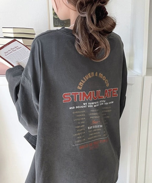 《JaVaジャバコラボ》ゆるっとカジュアルに着こなす。綿100%ピグメント加工グラフィックプリントTシャツ（長袖） jv1050407
