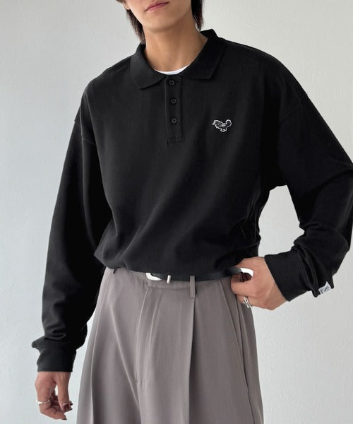 【Classical Origin】「上質な日常。」胸刺繍入り鹿の子ポロシャツ（長袖）／Embroidery Basic Polo Shirt co1150052