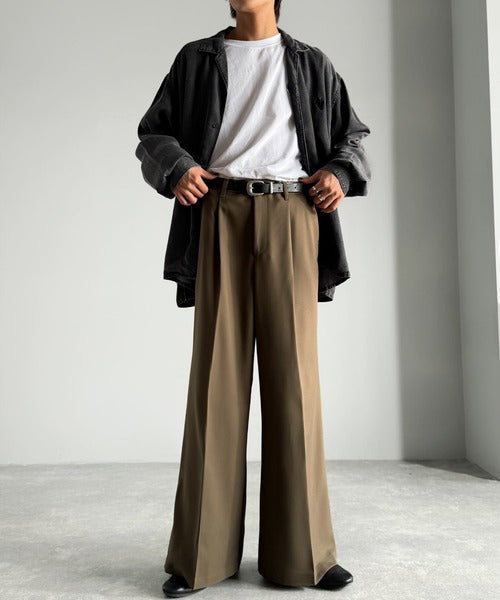 【Classical Origin】「美しい落ち感。」 ワンタックセンタープレスフレアスラックス／One-tuck center-pressed flared slacks co1150042
