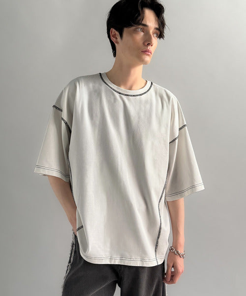 【Classical Origin】「1枚でも羽織でも。」インサイドアウト仕様2wayダブルジップTシャツ／Inside-Out Oversized Double-Zip 2way T-Shirt co1150018