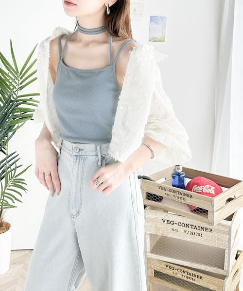 【mily bilet】大人レディを演出する万能item。チョーカーリボン使いカップ付きキャミソール mi1019045
