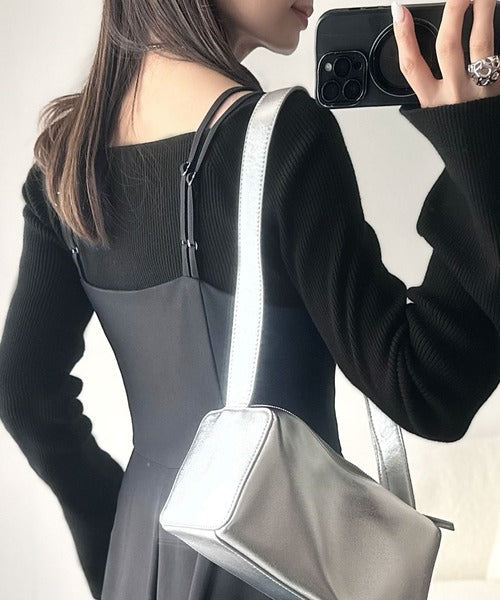 デコルテ美人を叶える、大人の上品アイテム♪ボートネックリブニットトップス（長袖） ce1260447
