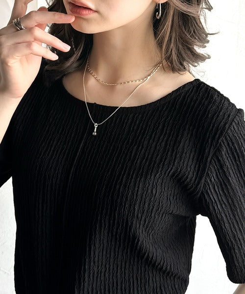 抜け感が大人の魅力♪前後2wayバックオープンジャガードトップス（半袖） ce1010412