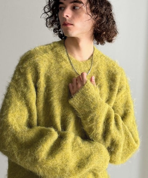 【Classical Origin】「深みのある1着。」ミックスシャギー素材クルーネックセーター／Mixed Shaggy Crew Neck Sweater co0780010