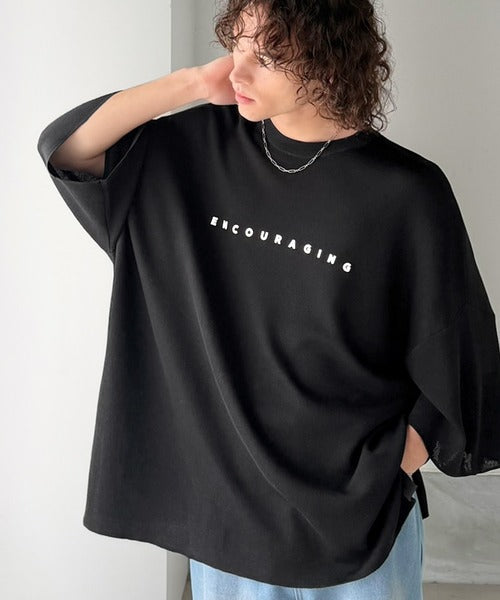 《JaVaジャバコラボ》Tシャツにはない品格を。ロゴプリントオーバーサイズサマーニットプルオーバー jm1050364