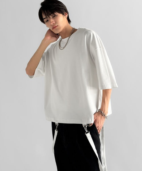 Belt Design Transformable Cropped T-Shirt／脱着式ベルトデザインショート丈Tシャツ co1150015