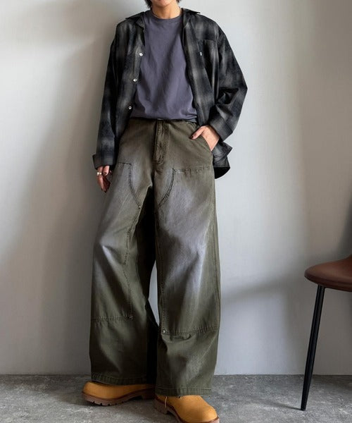 【Classical Origin】「無骨さを纏う。」綿100％ダック素材ダブルニーデザインパンツ／Duck Fabric Double Knee Detail Pants co1150058