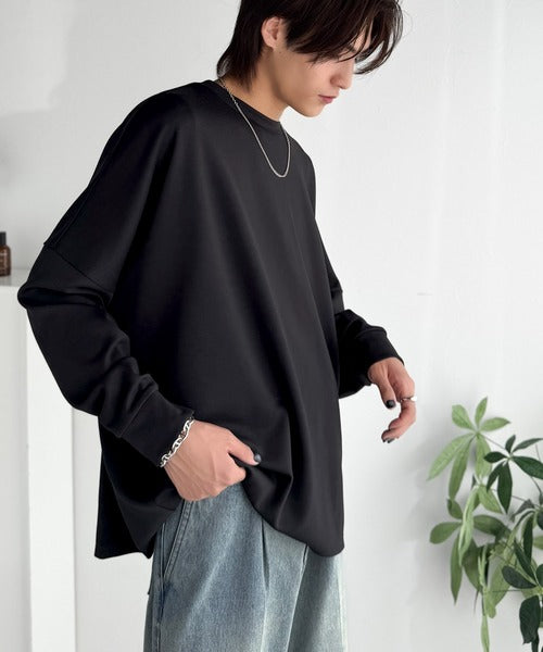 【Classical Origin】「大人シンプル。」ドルマンスリーブダンボール素材ビックTEE（長袖）／Dolman Cardboard Big Tee ao1260455